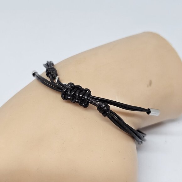 Fossil Brown Leather Multi Cord Silver Tone Beads Bracelet Boho - Picture 10 of 12